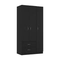 Three Door Armoire Clark, Bedroom, Black Black Particle Board Engineered Wood