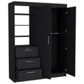 Armoire Rumanu, Bedroom, Black Black Particle Board Engineered Wood