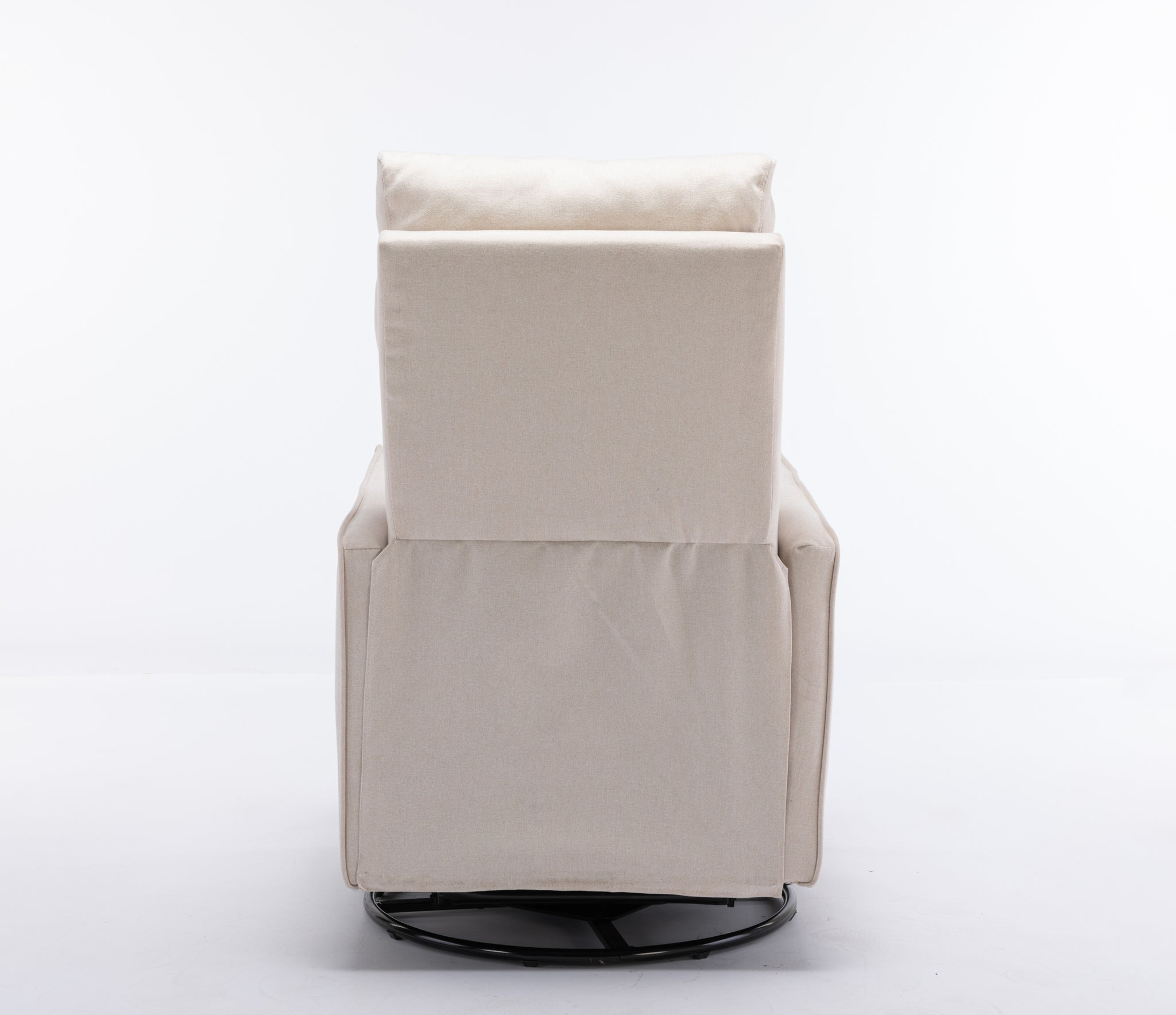038 Cotton Linen Fabric Swivel Rocking Chair Glider beige-cotton-manual-handle-metal-primary living