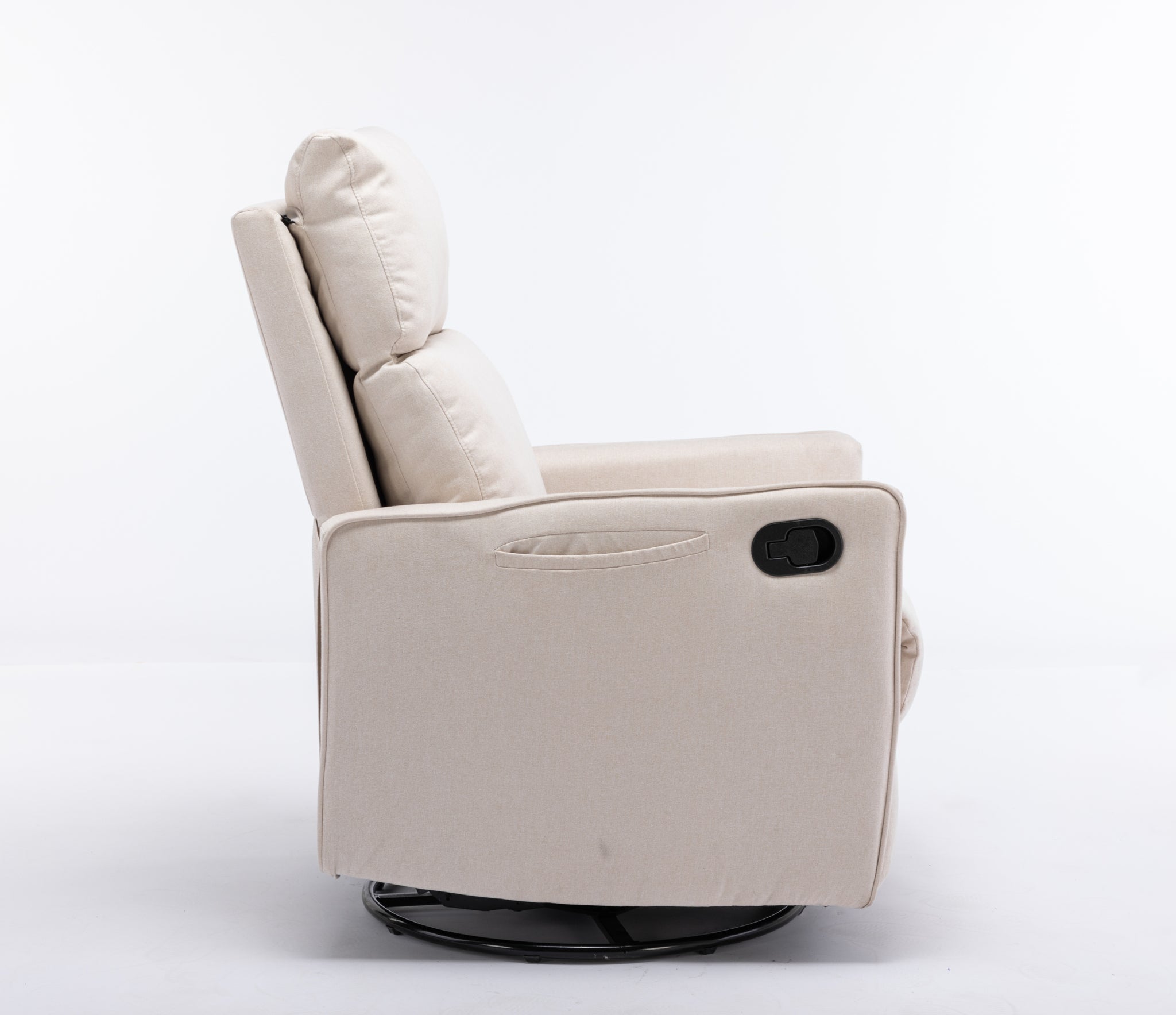 038 Cotton Linen Fabric Swivel Rocking Chair Glider beige-cotton-manual-handle-metal-primary living