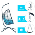 Egg Chair With Stand Indoor Outdoor Swing Chair Patio Wicker Hanging Egg Chair Hanging Basket Chair Hammock Chair With Stand For Bedroom Living Room Balcony Yes Sectional Light Blue Water Resistant