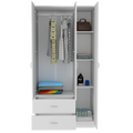 Three Door Armoire Clark, Bedroom, White White Particle Board Engineered Wood