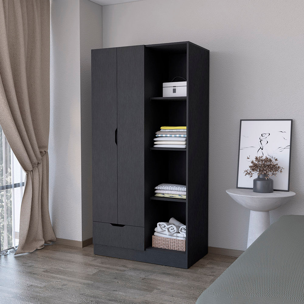 Armoire Dover, Bedroom, Black Black Particle Board Engineered Wood