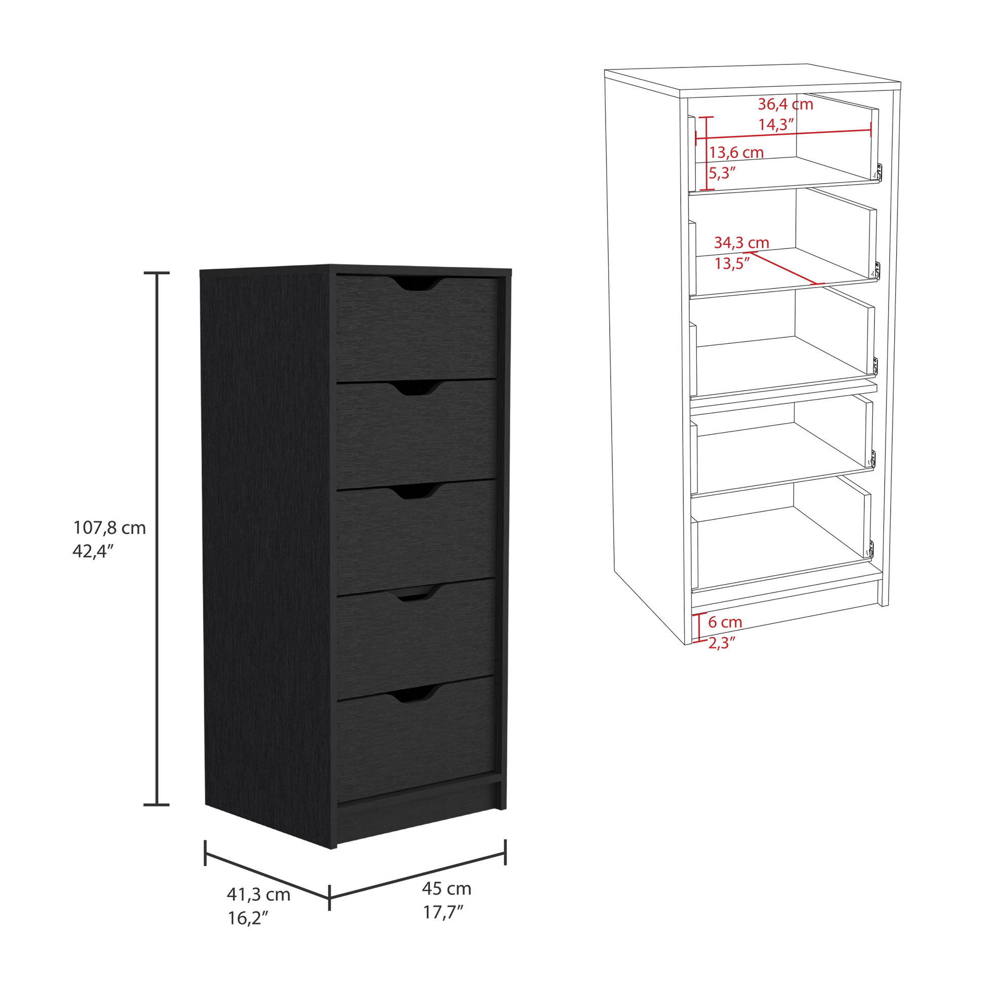 Stockley 3 Piece Bedroom Set, Nightstand Dresser Dresser, Black Black Particle Board Engineered Wood