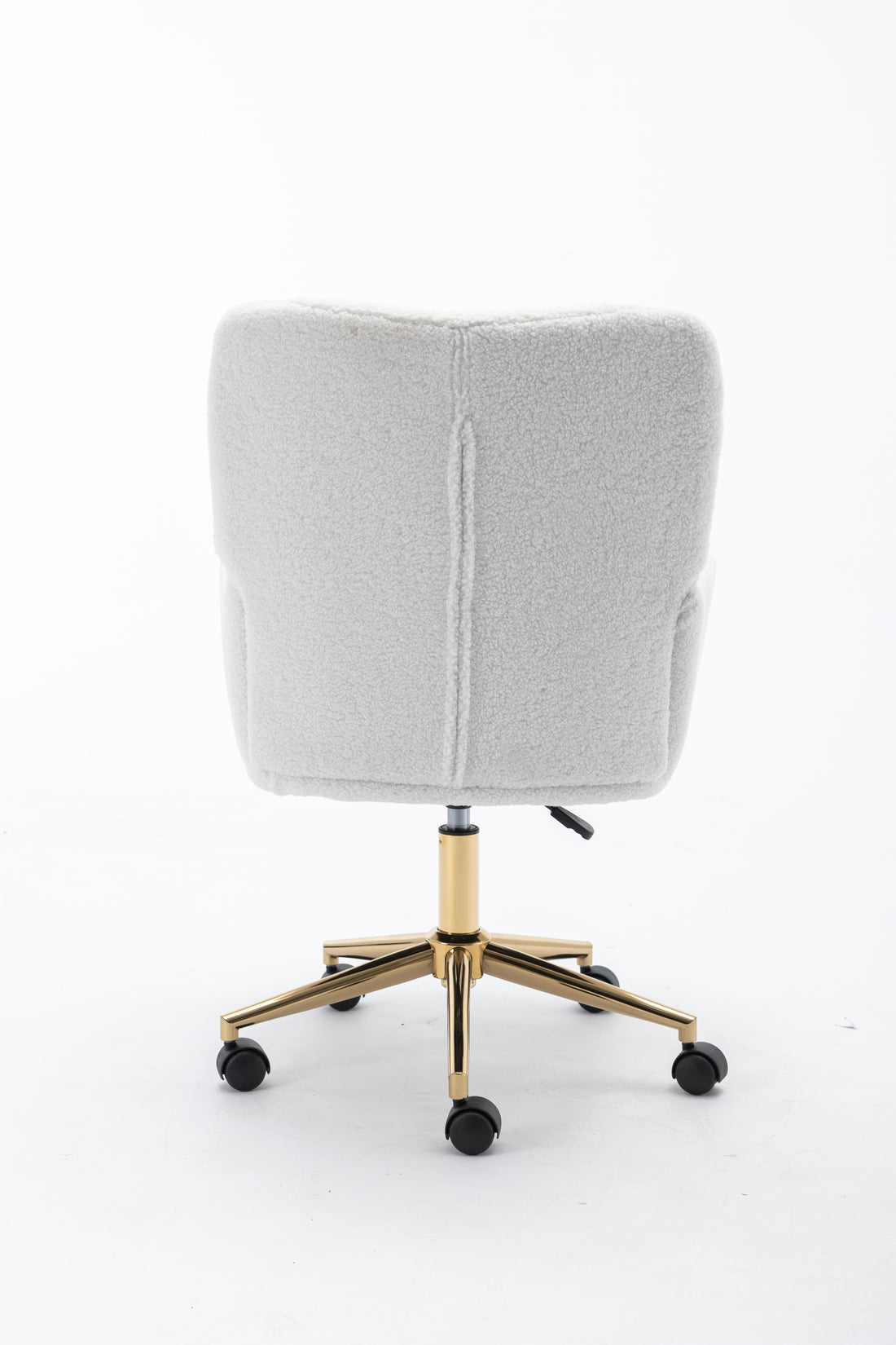 005 Teddy Fabric 360 Swivel Home Office Chair With Gold Metal Base And Universal Wheels,Ivory Solid Ivory Primary Living Space Sponge Wipe Clean Modern Office Chairs Tufted Back Foam Swivel Teddy