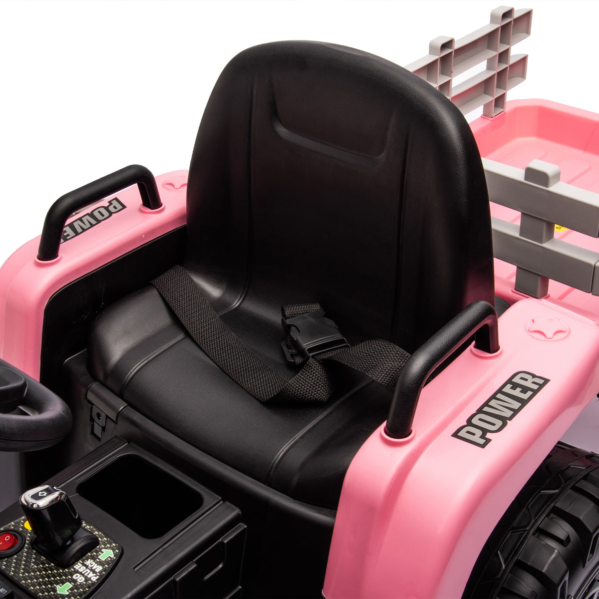 Ride On Tractor With Trailer,12V Battery Powered Electric Tractor Toy W Remote Control,Electric Car For Kids,Three Speed Adjustable,Power Display, Usb,Mp3 ,Bluetooth,Led Light,Two Point Safety Belt Pink Plastic