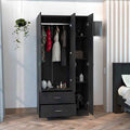 Three Door Armoire Clark, Bedroom, Black Black Particle Board Engineered Wood