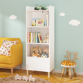 Kids 4 Tier Bookcase, Children'S Book Display, Bookshelf Toy Storage Cabinet Organizer For Children'S Room, Playroom, Nursery White Mdf