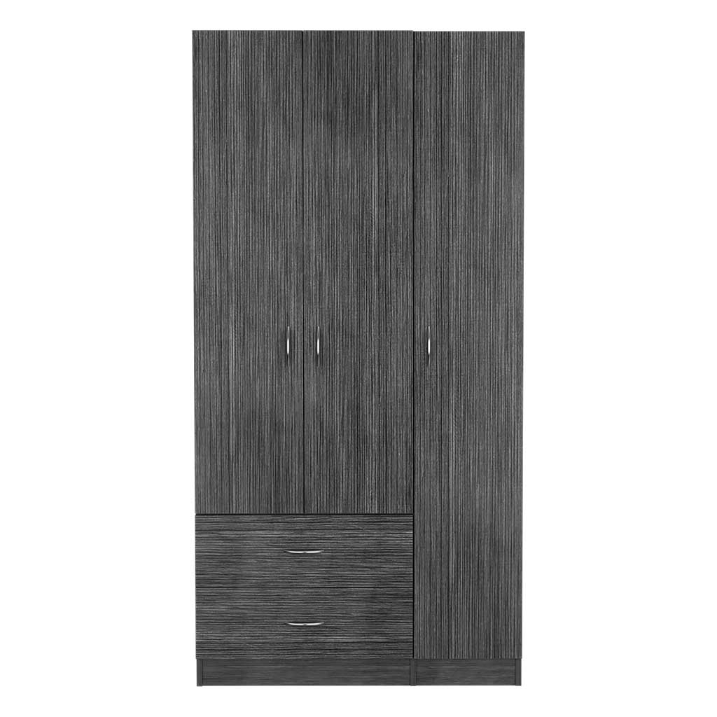 Three Door Armoire Clark, Bedroom, Smokey Oak White Multicolor Particle Board Engineered Wood