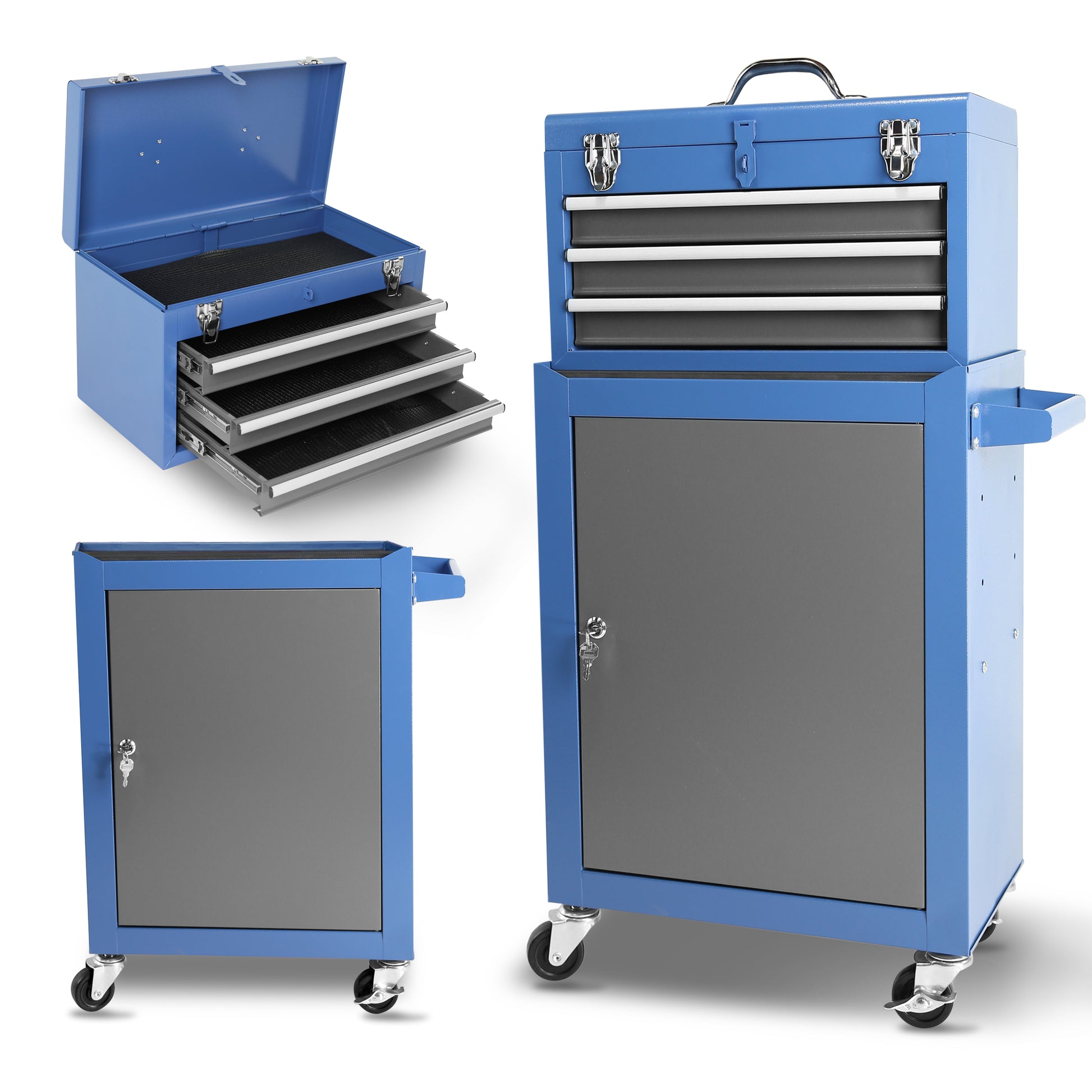 Rolling Garage Workshop Tool Organizer: Detachable 3 blue-steel