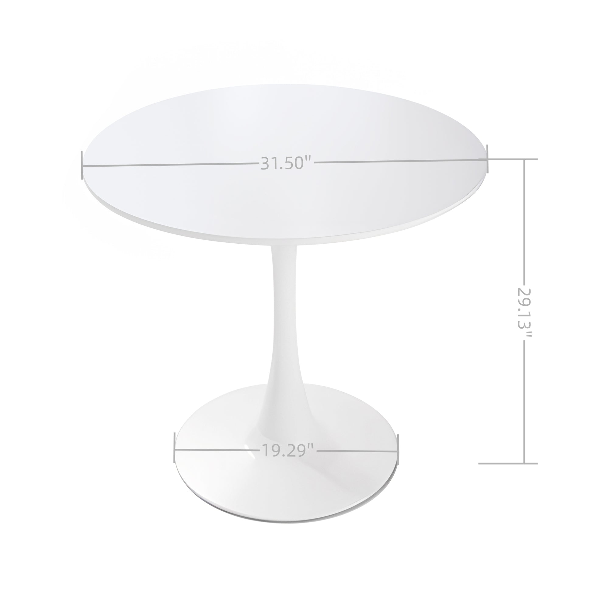 3 Pieces 31.5 Inch Round Dining Table Set For 2 And 2 Pieces Upholstered Chairs For Four Person, Mdf Table Top, Off White Faux Fur With White Table Leg For Kitchen, Reception Room White Mdf Metal