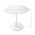 5 Pieces 31.5 Inch Round Dining Table Set For 4 And 4 Pieces Upholstered Chairs For Four Person, Mdf Table Top, Off White Faux Fur With White Table Leg For Kitchen, Reception Room White Mdf Metal