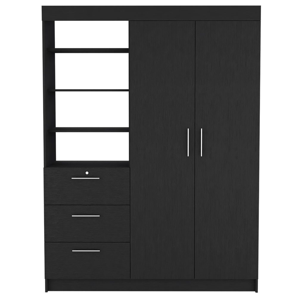 Armoire Rumanu, Bedroom, Black Black Particle Board Engineered Wood