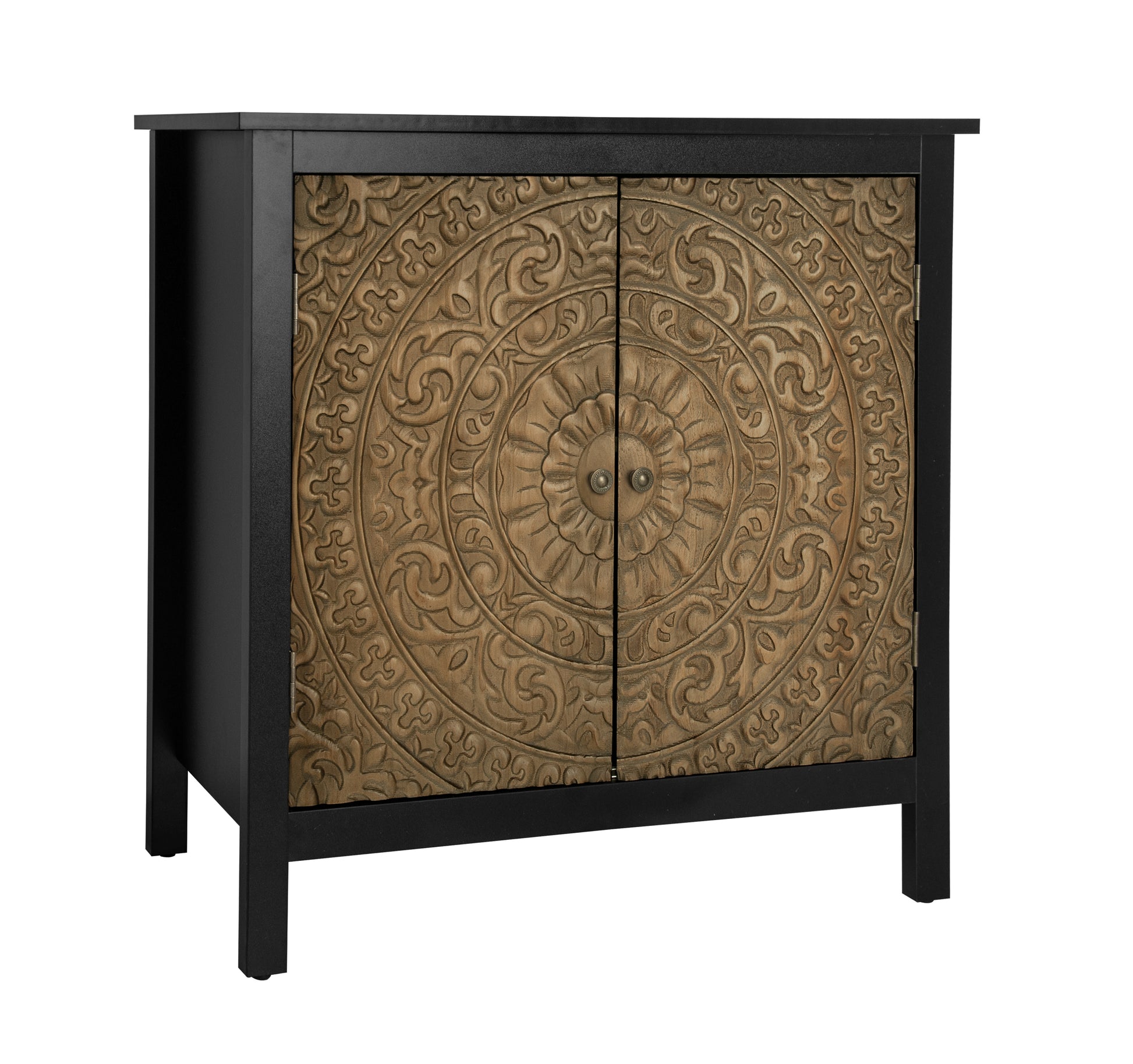 2 Door Cabinet, American Furniture, Suitable For Bedroom, Living Room, Study Black Mdf