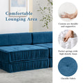 Folding Sofa Bed, Futon Sleeper Chair, Convertible Chair Floor Couch & Sleeping Mattress For Living Room, Guest Room, Home Office, Apartment, Small Space, Bed, Removable Back Cushion, Blue, 1 Seat Blue Chenille Primary Living Space Pillow Back Soft