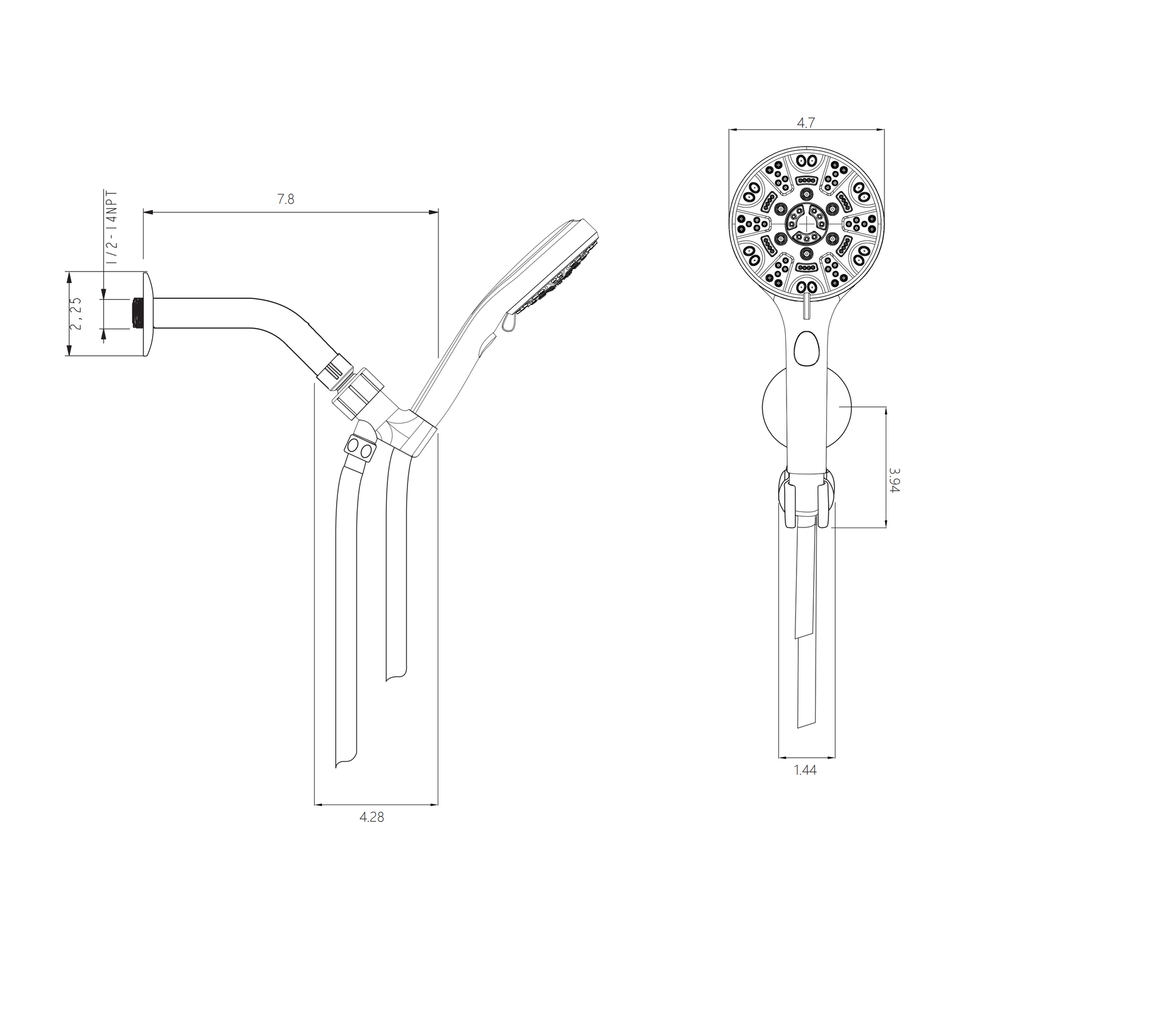 Multi Function Adjustable Hand Shower 8 Function Hand Shower, Brushed Nickel Brushed Nickel Plastic