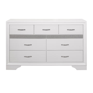 Modern Glam Dresser Of 7 Drawers White And Silver Glitter Hidden Jewelry Drawers Ball Bearing Glides Modern Wooden Bedroom Furniture Silver White Bedroom Contemporary,Modern Wood