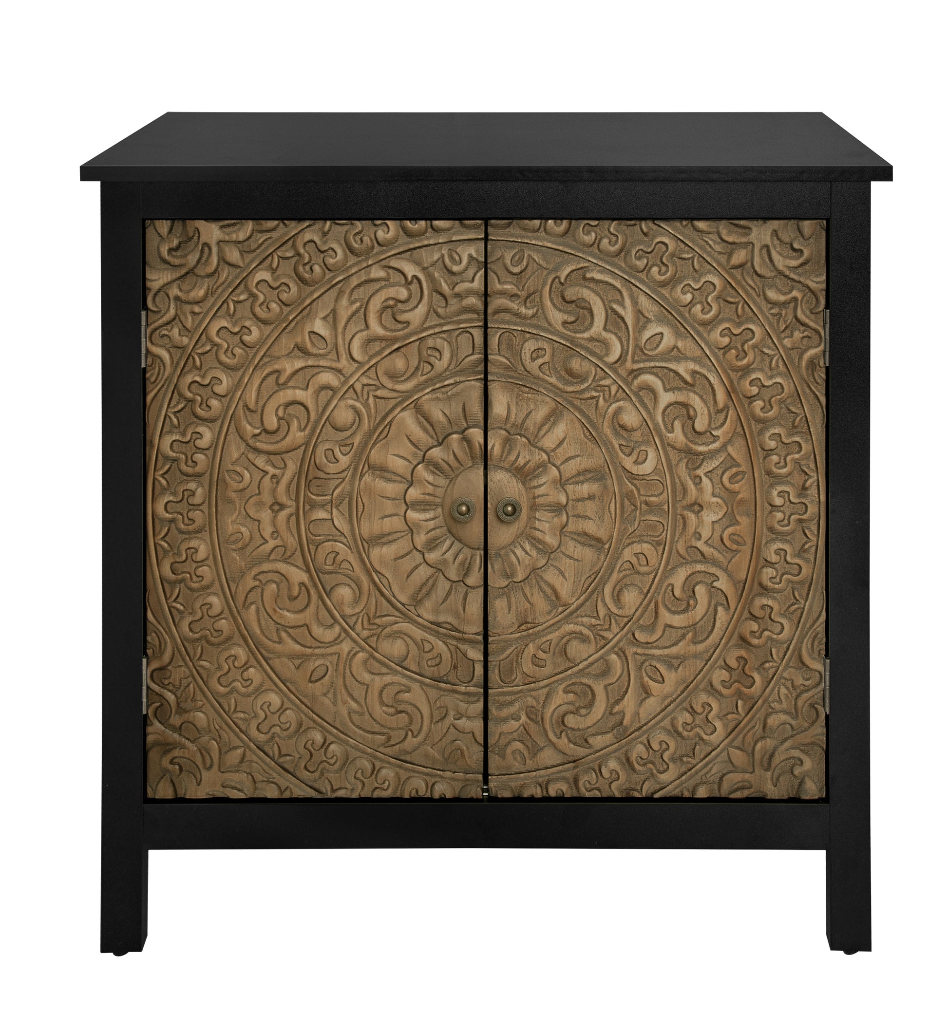 2 Door Cabinet, American Furniture, Suitable For Bedroom, Living Room, Study Black Mdf