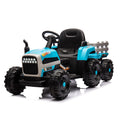 Ride On Tractor2.0 With Trailer,24V Battery Powered Electric Tractor Toy, 200W*2Motor 1.86 4.97Mph Remote Control,Electric Car For Kids,Three Speed Adjustable,Usb,Mp3 ,Bluetooth,Led Light, Safety Belt Blue Plastic