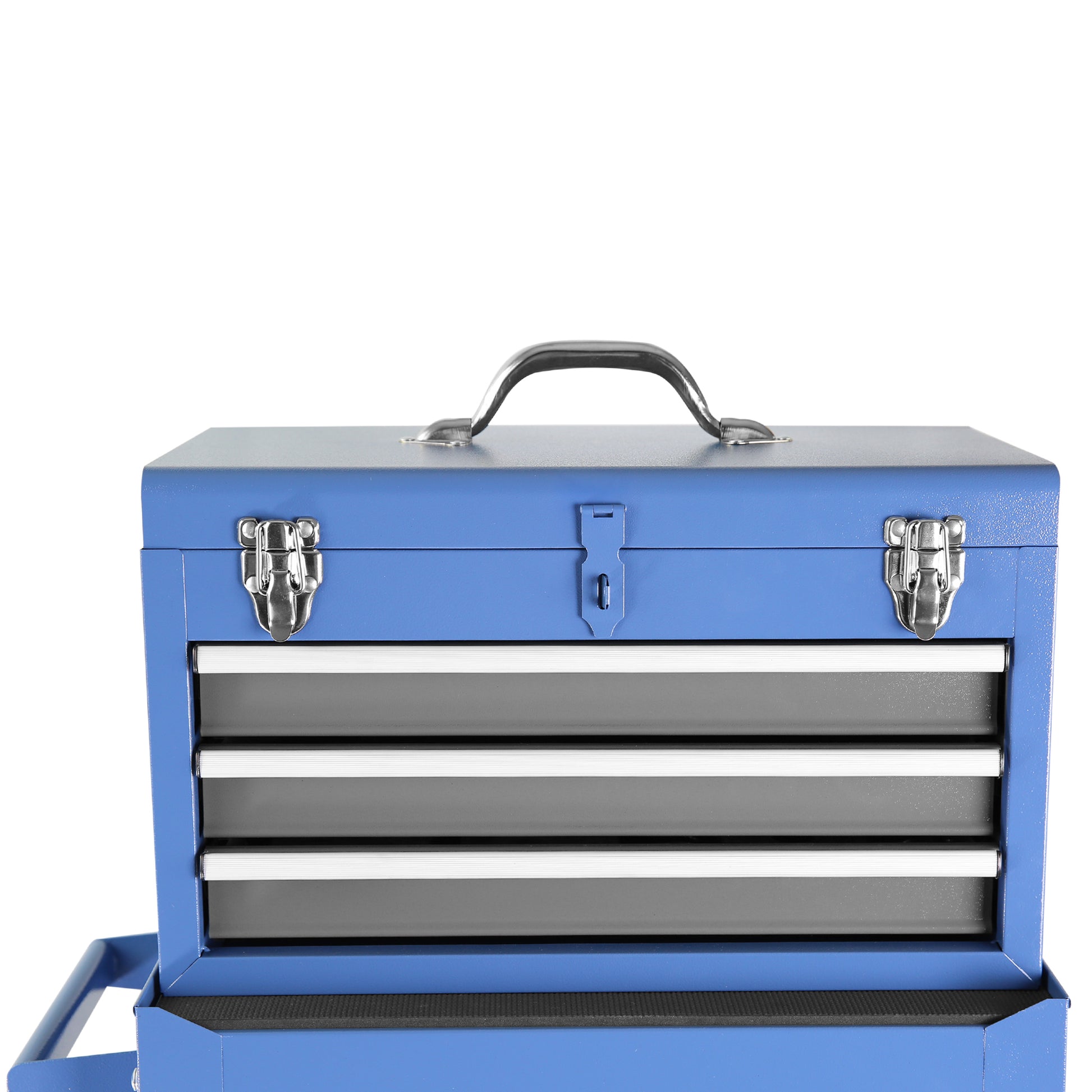 Rolling Garage Workshop Tool Organizer: Detachable 3 Drawer Tool Chest With Large Storage Cabinet And Adjustable Shelf Blue Steel