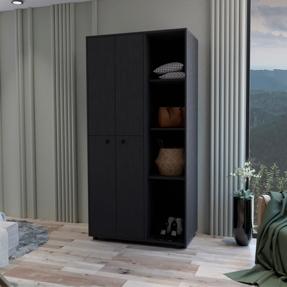 Armoire Boise, Bedroom, Black Black Particle Board Engineered Wood