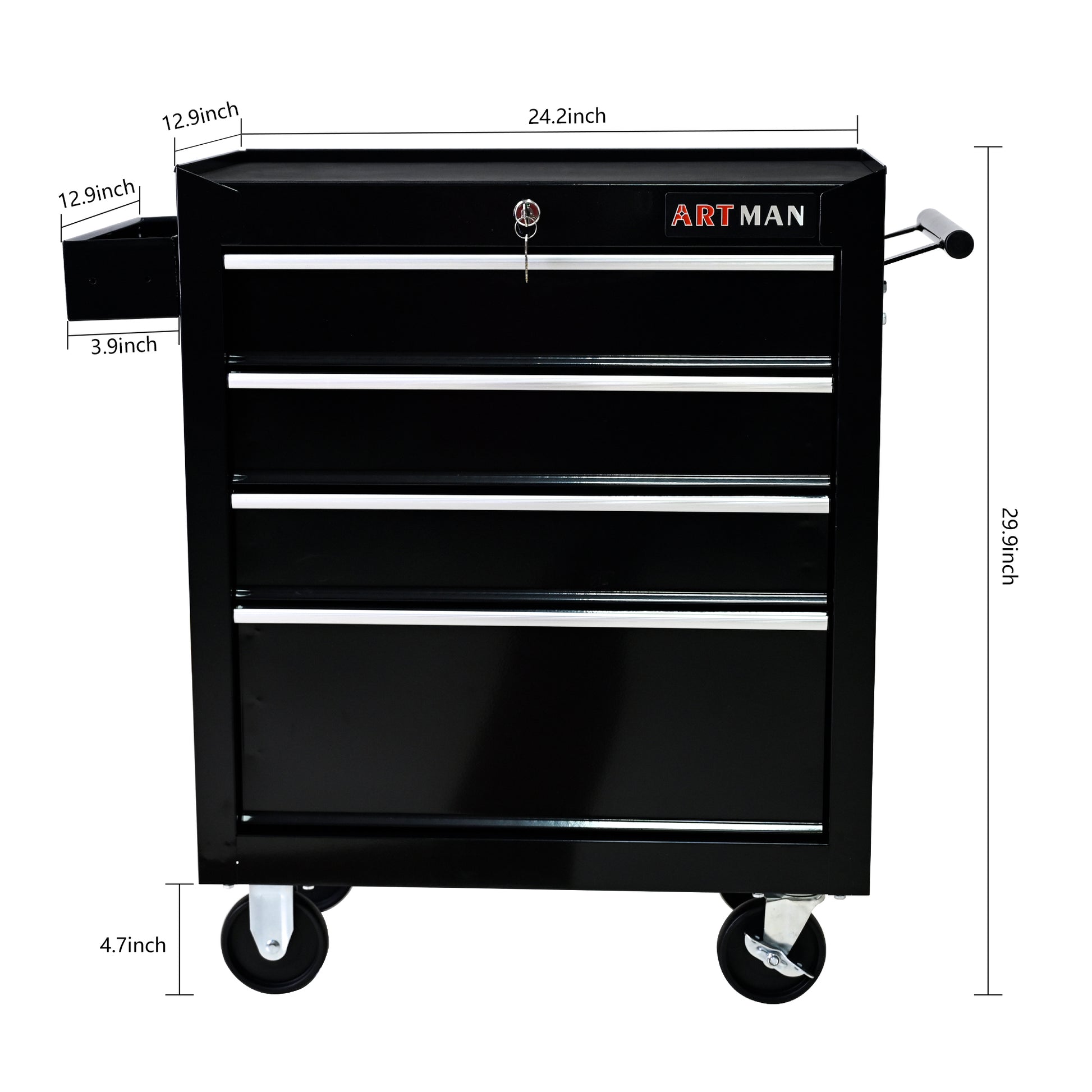 4 Drawers Multifunctional Tool Cart With Wheels