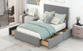 Full Size Upholstery Platform Bed With Four Drawers On Two Sides, Adjustable Headboard, Grey Old Sku: Wf291773Eaa Box Spring Not Required Full Grey Wood Bedroom Velvet Upholstered