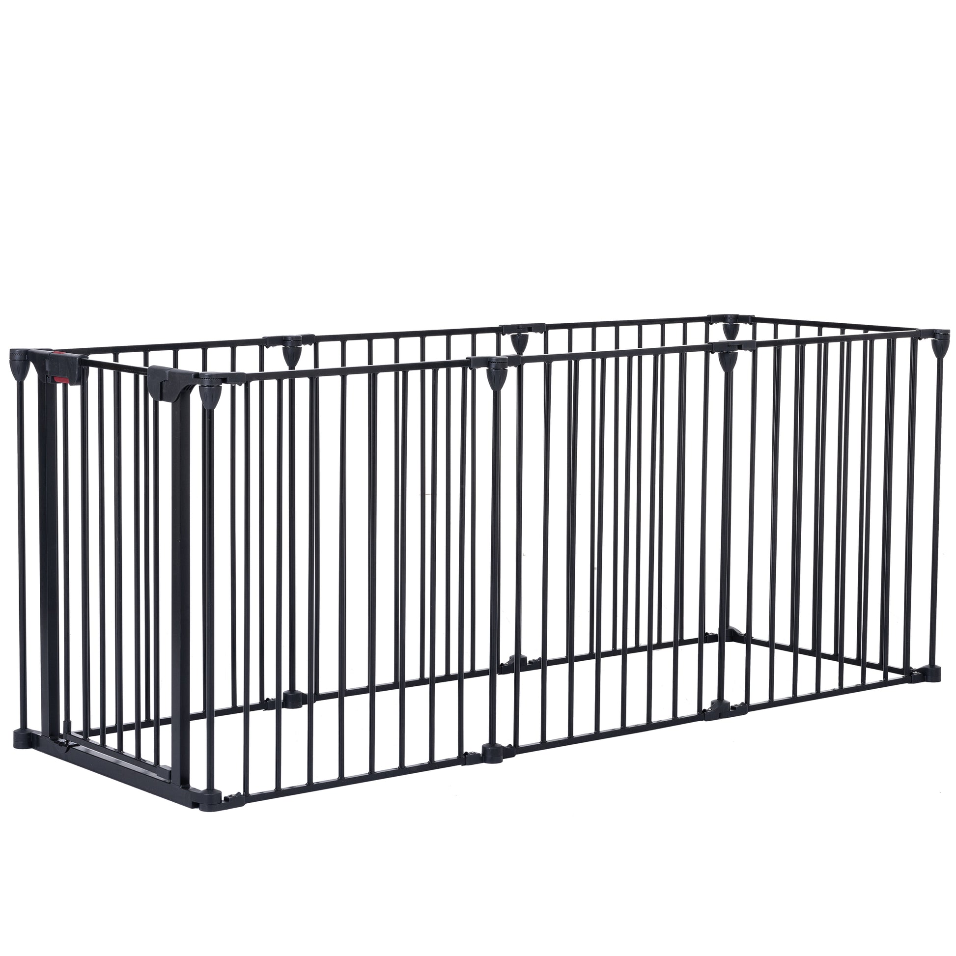 200" Adjustable Safety Gate 8 Panels Play Yard Metal Doorways Fireplace Fence Christmas Tree Fence Gate For House Stairs Gate Prohibited Area Fence Black Steel