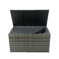 Outdoor Storage Box, 200 Gallon Wicker Patio Deck Boxes With Lid, Outdoor Cushion Storage For Kids Toys, Pillows, Towel Grey Modern Pe Rattan Iron Waterproof Fabric