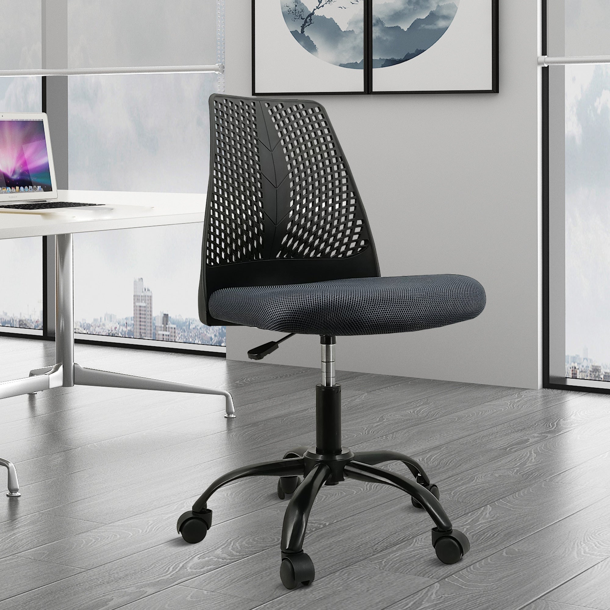 Ergonomic Office and Home Chair with Supportive black+grey-modern-foam-fabric