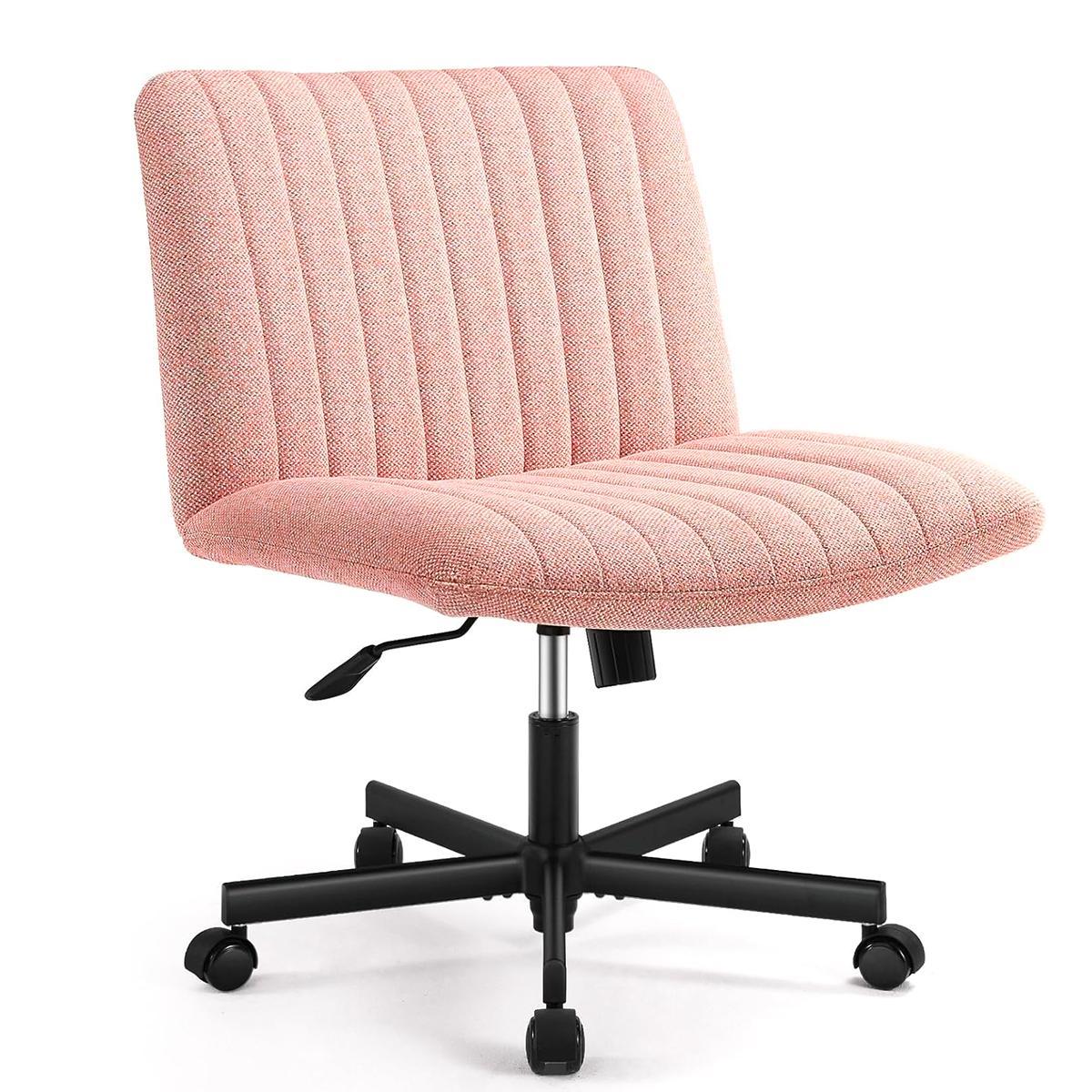 Viral Criss Cross Chair Plus Size Armless Swivel Home pink-fabric