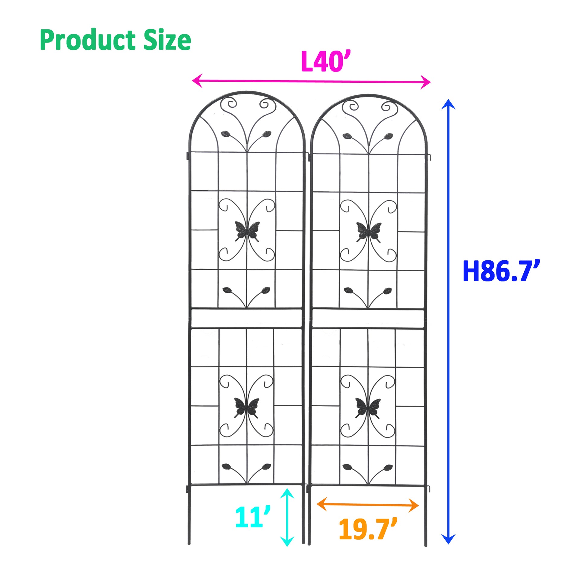 2 Pack Metal Garden Trellis 86.7" X 19.7" Rustproof Trellis For Climbing Plants Outdoor Flower Support Black Black Garden & Outdoor Iron