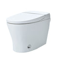 Heated Seat Smart Toilet Without Bidet, Upmarket Compact Dual Flush Toilet 1 1.28 Gpf, Tank Less Toilet With Adjustable Temp Heated Seat, Foot Sensor Flush, White Night Light, Knob Control, Power Out White Ceramic