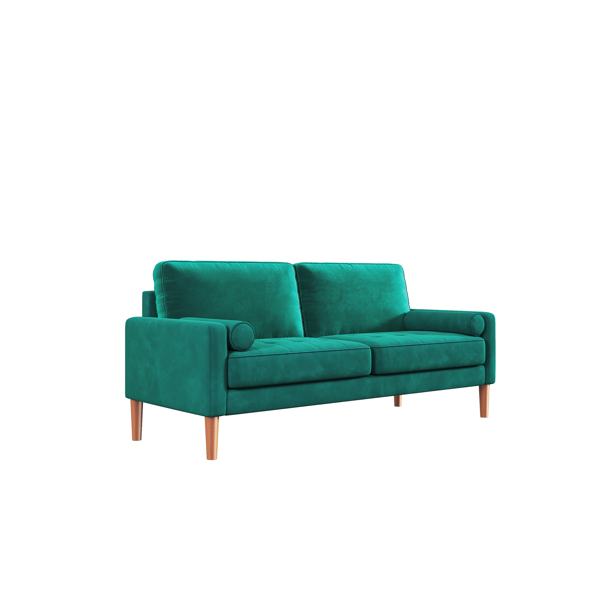 Jos 67.7'' 3 Seater Sofa Couch For Living Room, Modern Sofa,Small Couches For Small Spaces,Upholstered 3 Seater Couch For Bedroom, Apartment, Home Office, Tool Free Assembly,Green Green Velvet Wood Bedroom Soft Cotton Fabric 3 Seat