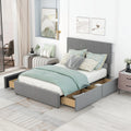 Full Size Upholstery Platform Bed With Four Drawers On Two Sides, Adjustable Headboard, Grey Old Sku: Wf291773Eaa Box Spring Not Required Full Grey Wood Bedroom Velvet Upholstered