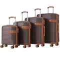 4 Piece Luggage Set Suitcase Set, Abs Hard Shell Lightweight Expandable Travel Luggage With 4 Packing Cubes, Tsa Lock, Spinner Wheels For Men Women 16 20 24 28 Brown Abs