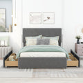 Full Size Upholstery Platform Bed With Four Drawers On Two Sides, Adjustable Headboard, Grey Old Sku: Wf291773Eaa Box Spring Not Required Full Grey Wood Bedroom Velvet Upholstered