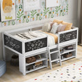 Twin Size Low Loft Bed With Two Movable Shelves And Ladder,With Decorative Guardrail Chalkboard,White Old Sku: Wf283286Aak Box Spring Not Required Twin White Wood Bedroom Pine