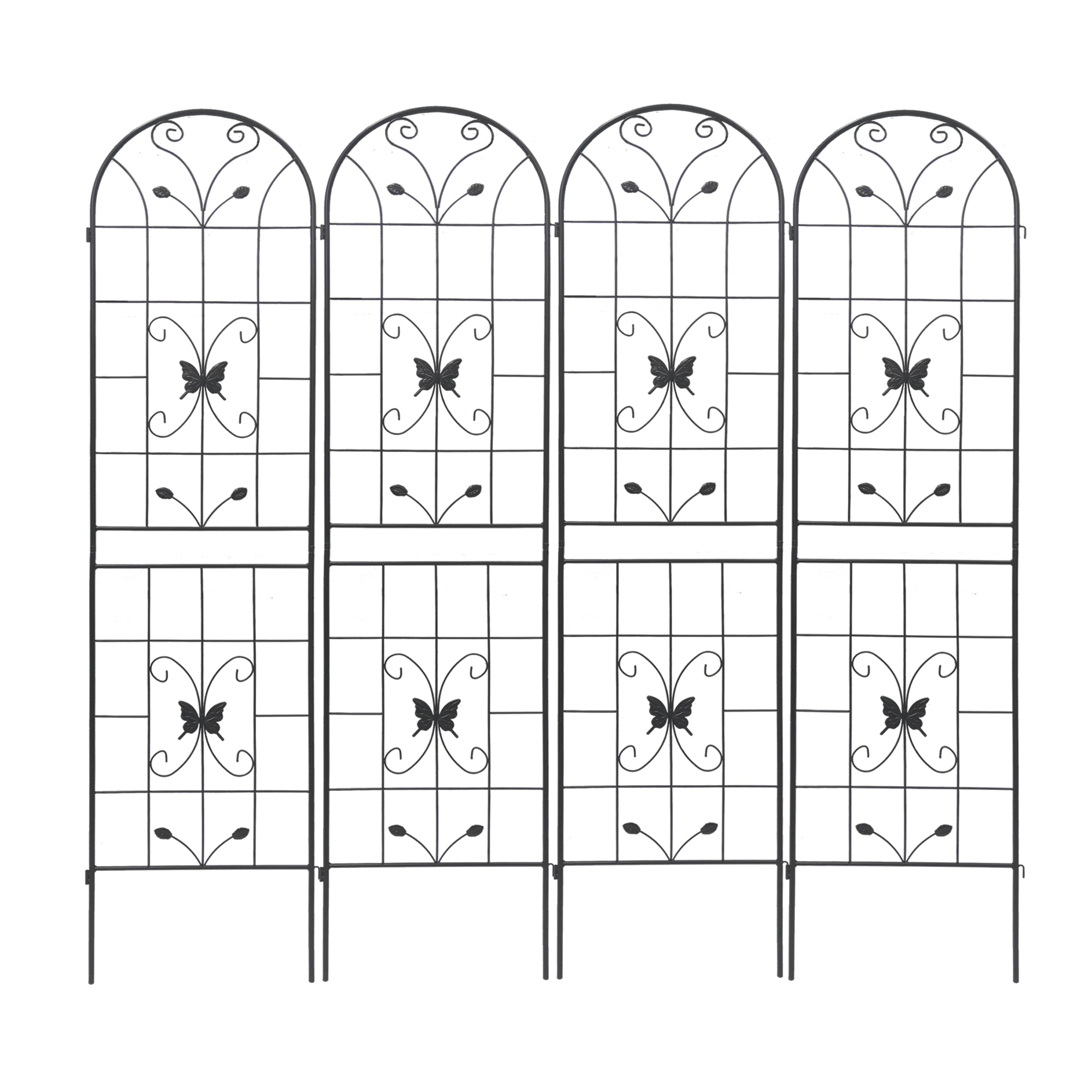 4 Pack Metal Garden Trellis 86.7" X 19.7" Rustproof Trellis For Climbing Plants Outdoor Flower Support Black Black Garden & Outdoor Iron