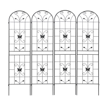 4 Pack Metal Garden Trellis 86.7" X 19.7" Rustproof Trellis For Climbing Plants Outdoor Flower Support Black Black Garden & Outdoor Iron