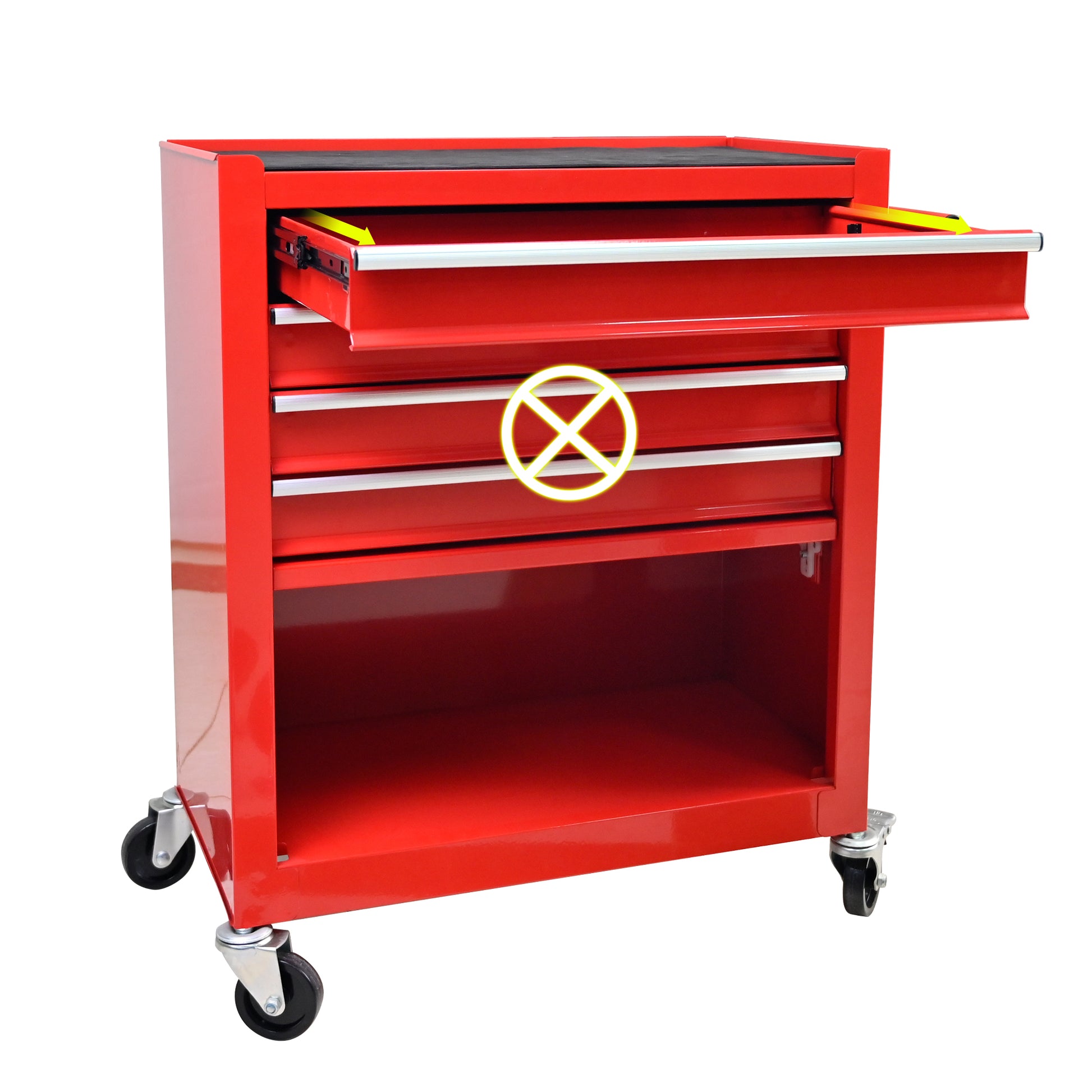 4 Drawers Multifunctional Red Tool Cart With