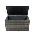 Outdoor Storage Box, 200 Gallon Wicker Patio Deck Boxes With Lid, Outdoor Cushion Storage For Kids Toys, Pillows, Towel Grey Modern Pe Rattan Iron Waterproof Fabric