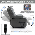 Dual Motor Infinite Position Up To 350 Lbs Leatheraire Power Lift Recliner Chair, Heavy Duty Motion Mechanism With 8 Point Vibration Massage And Lumbar Heating, Stainless Steel Cup Holders, Grey White Metal Primary Living Space Heavy Duty Pine Grey Faux