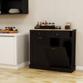 Two Drawers And Two Compartment Tilt Out Trash Cabinet Kitchen Trash Cabinet Black Black Mdf