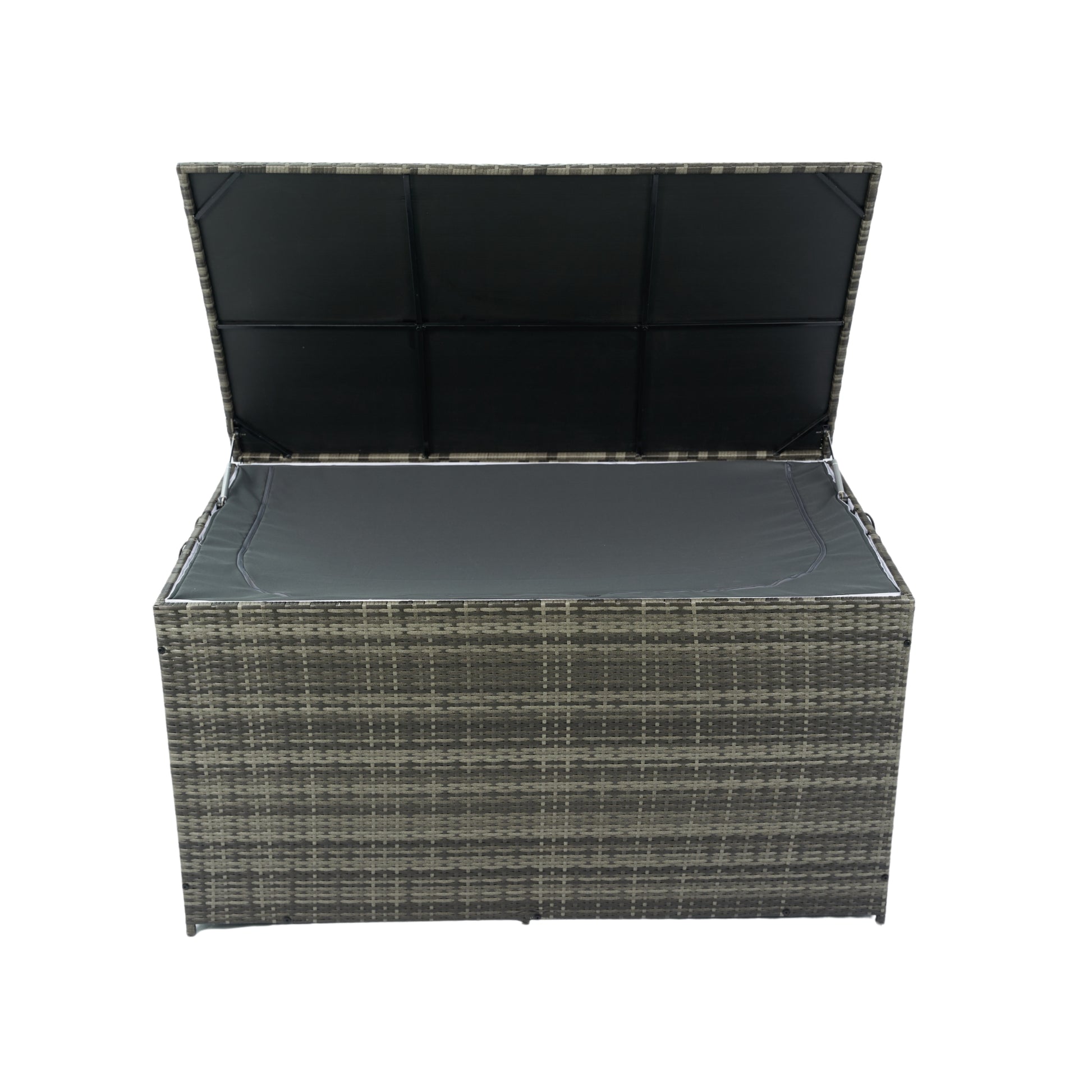 Outdoor Storage Box, 200 Gallon Wicker Patio Deck Boxes With Lid, Outdoor Cushion Storage For Kids Toys, Pillows, Towel Grey Modern Pe Rattan Iron Waterproof Fabric