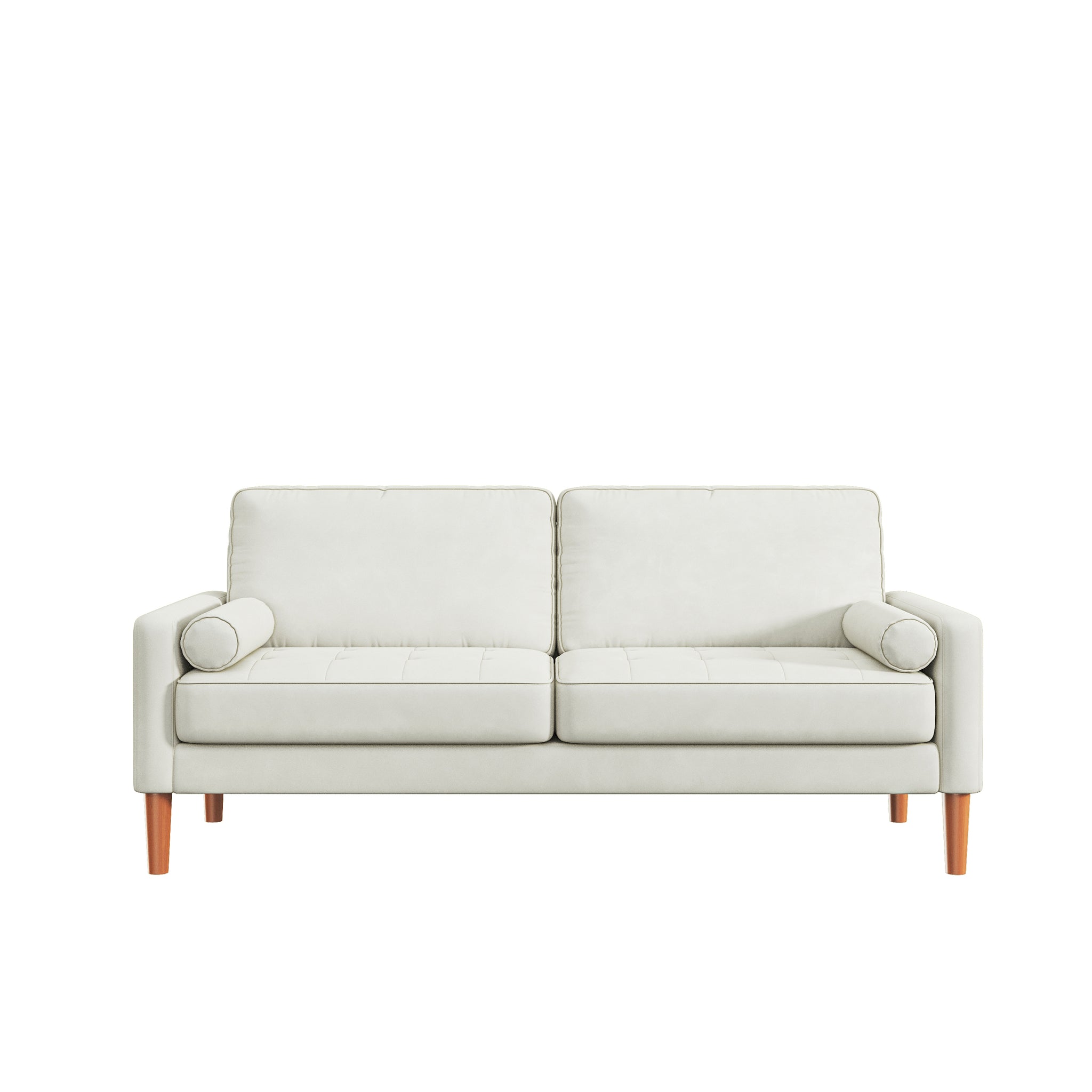 JOS 67.7'' 3 seater Sofa Couch for Living Room, Modern white-wood-bedroom-soft-cotton-fabric-3 seat