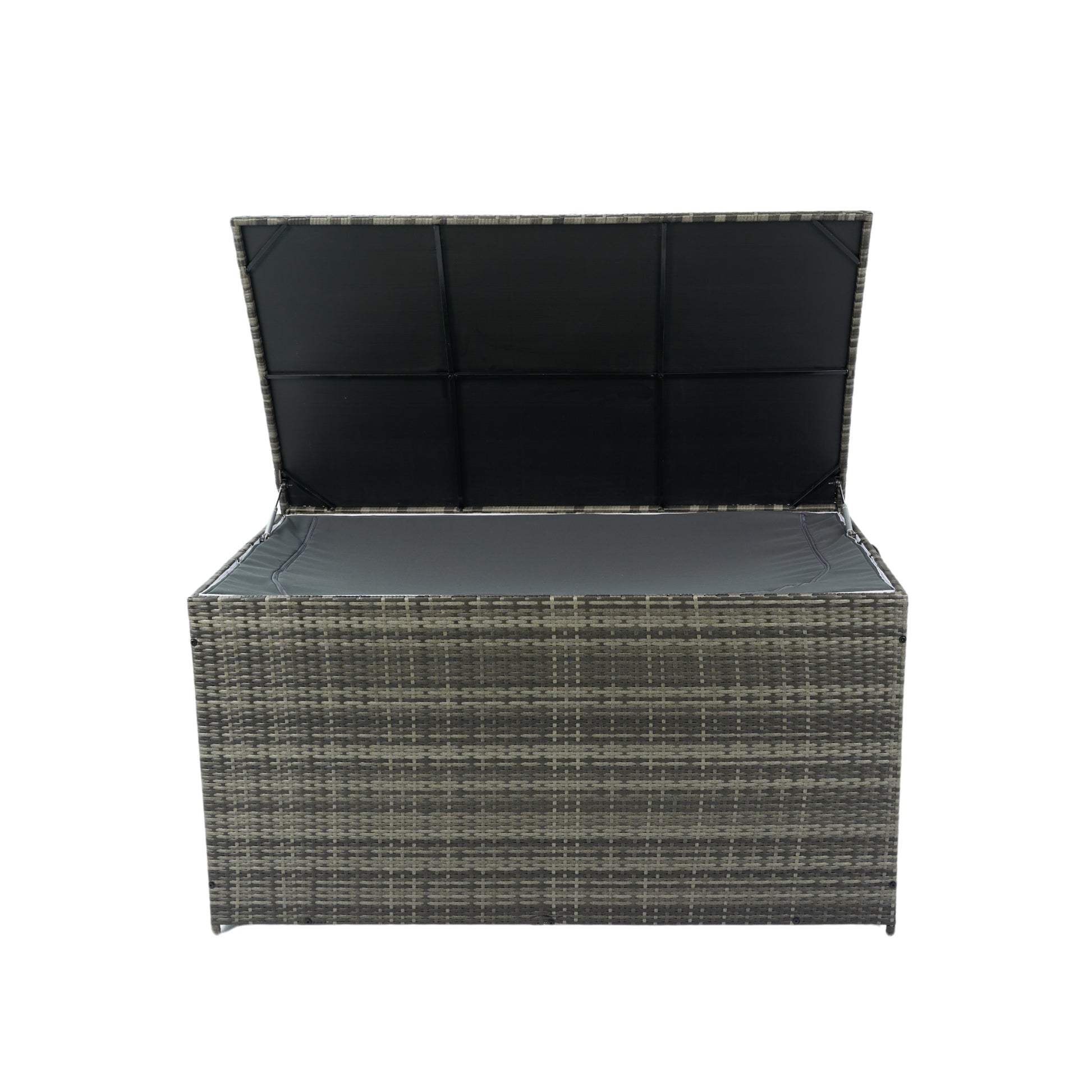 Outdoor Storage Box, 200 Gallon Wicker Patio Deck Boxes With Lid, Outdoor Cushion Storage For Kids Toys, Pillows, Towel Grey Modern Pe Rattan Iron Waterproof Fabric