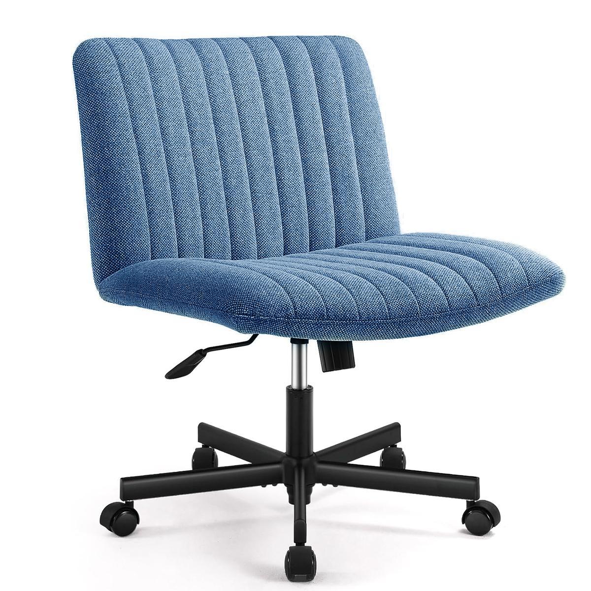 Viral Criss Cross Chair Plus Size Armless Swivel Home blue-fabric