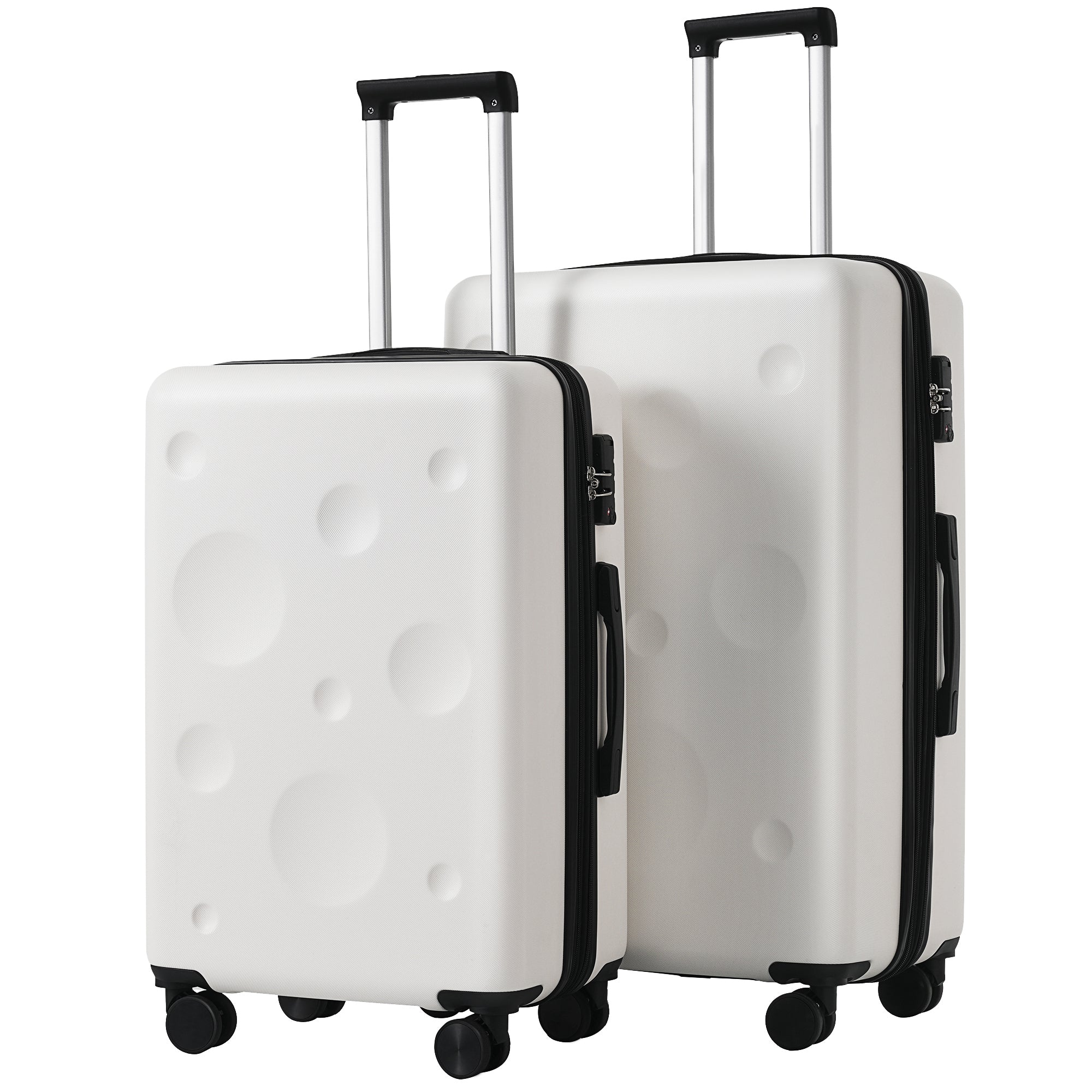 Hardshell Luggage Sets 2 Pieces 24" 28" Expandable white-abs