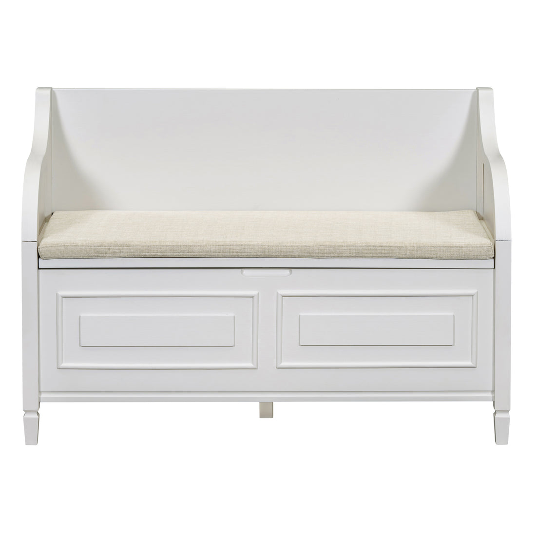 Rustic Style Solid Wood Entryway Multifunctional Storage Bench With Safety Hinge White Beige High Back White Primary Living Space Beige Mdf